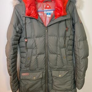 Columbia Women’s Gravel Della Fall Detachable Fur Hooded Long Jacket Size Small